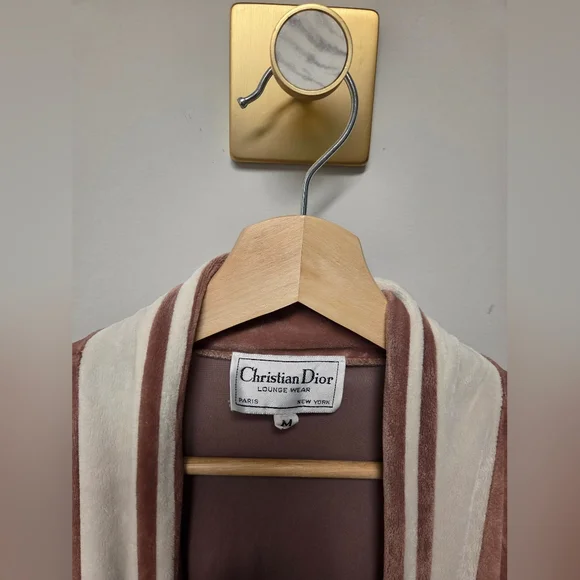 Christian Dior, vintage Mauve Brown and Cream Robe - Picture 4 of 12